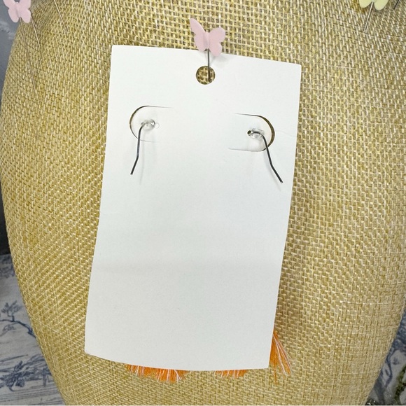 🐣 BOHO Orange beaded tassel earrings NEW WITH TAGS - Picture 2 of 3